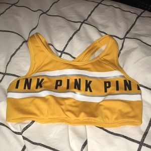 Mustard Yellow PINK sports bra